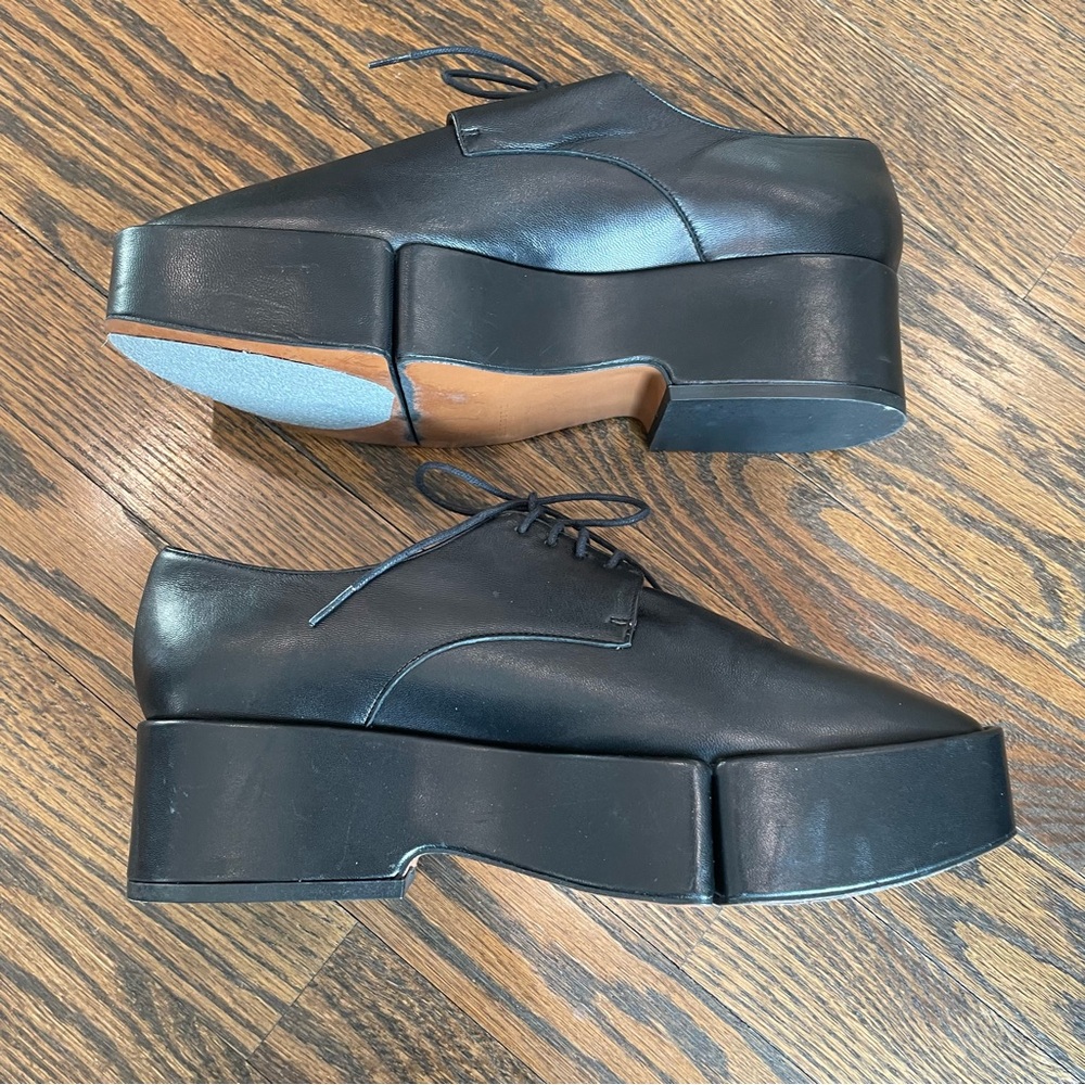 Cleregie Black Leather Split Sole Platform Loafers - image 6